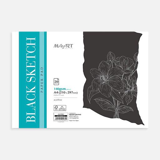 MAYART Black Sketch Paper Pad 140gsm A4 x 20