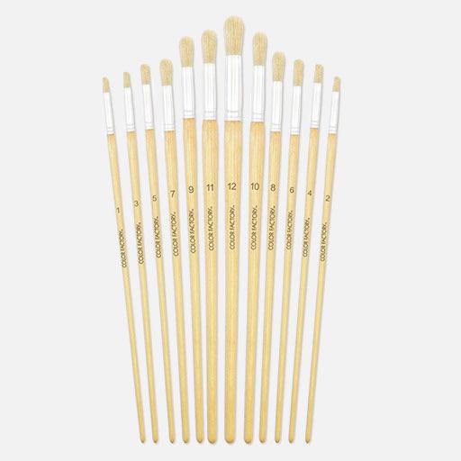 MULTICRAFT Color Factory Artist Bristle Round Brush Set x 12