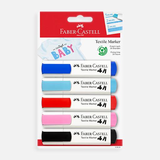 FABER-CASTELL Textile Marker Baby Party Set x 5