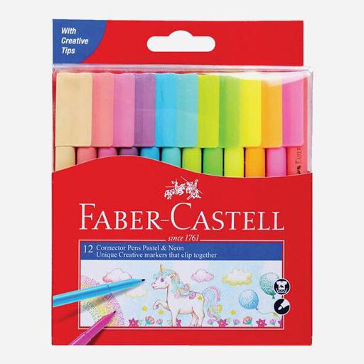 FABER-CASTELL Connector Pen Neon Pastel Set x 12
