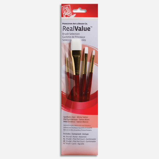 PRINCETON 9125 Real Value White Taklon Brush Set x 4