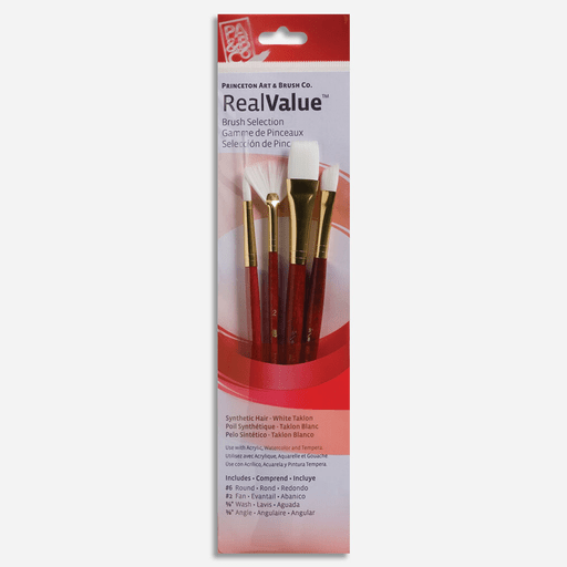 PRINCETON 9120 Real Value White Taklon Brush Set x 4