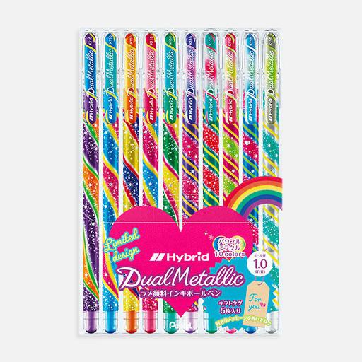 PENTEL Hybrid Dual Metallic Roller Pen Set x 10