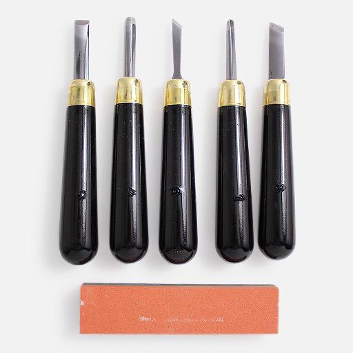 RGM Linoleum Cutter Set x 5 (Sharpening Stone Included)