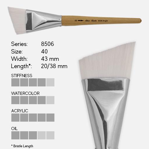 SILVER Jumbo Stiff White Synthetic Angle Brush 40