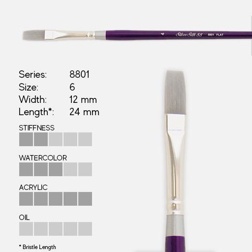 SILVER Silk 88 Synthetic (Long Handle) Flat Brush 6