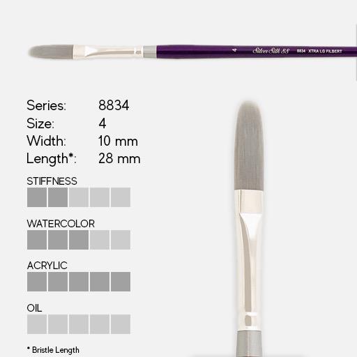 SILVER Silk 88 Synthetic (Long Handle) Xtra Long Filbert Brush 4