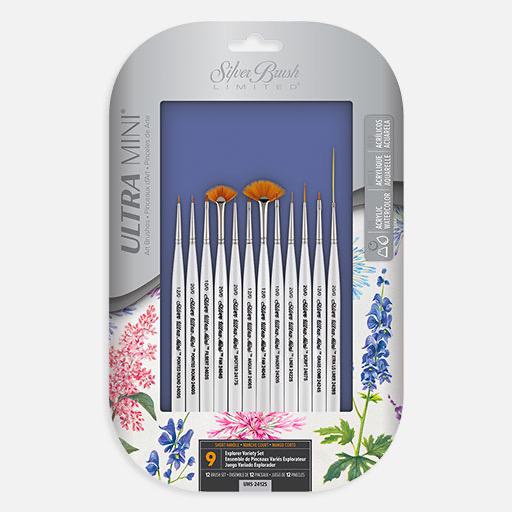 SILVER Ultra Mini Miniature Detail Explorer Variety Brush Set x 12