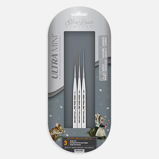 SILVER Ultra Mini Striper Brush Set x 3