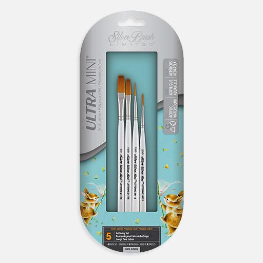 SILVER Ultra Mini Lettering Brush Set x 4