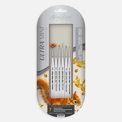 SILVER Ultra Mini Basic Miniature Detail Brush Set x 6