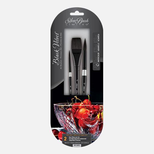 SILVER Black Velvet Watercolor Brush Set x 3