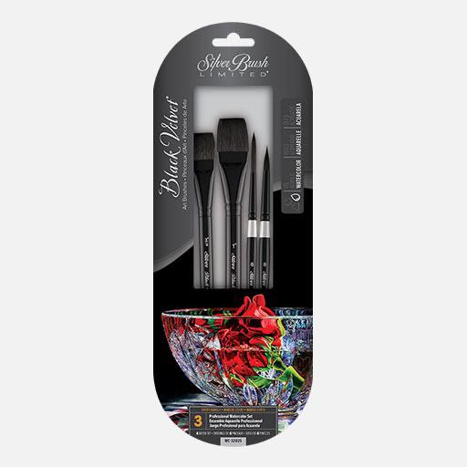 SILVER Black Velvet Watercolor Brush Set x 4