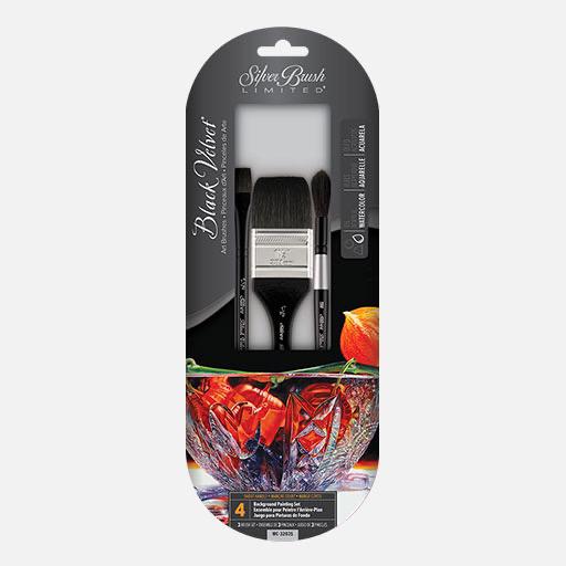 SILVER Black Velvet Watercolor Brush Plein Air Set x 3