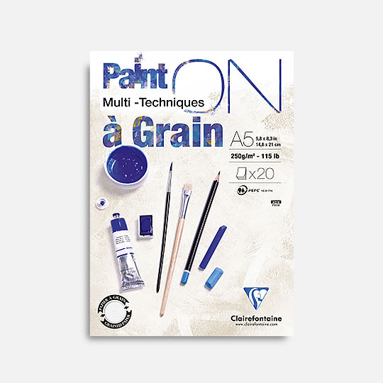 CLAIREFONTAINE Paint On Grain Ivory Mixed Media Paper Pad 250gsm A5 x 20