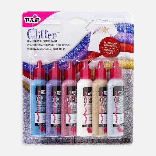 TULIP Dimensional Fabric Paint 37ml Glitter Set x 6