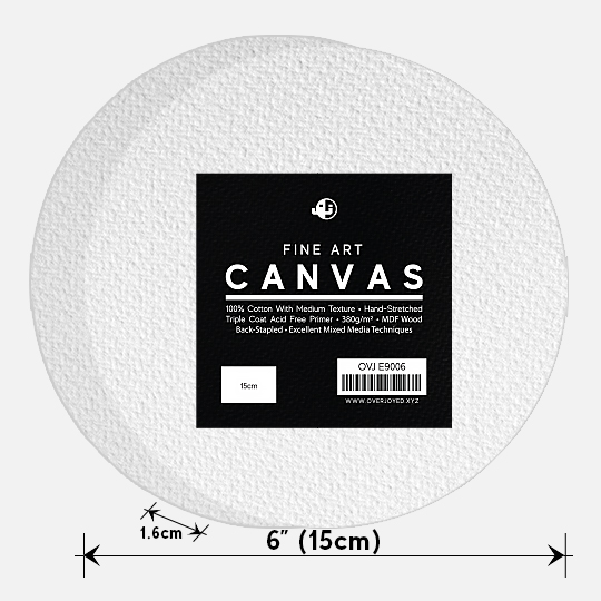 OVJ Stretched Cotton Canvas Circle 380gsm 15mm x 15cm