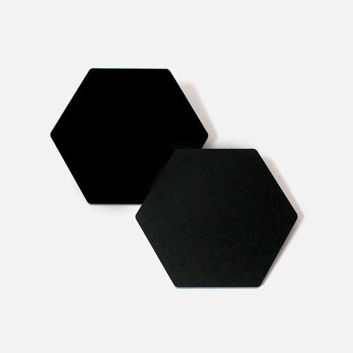RESIN PLAY Black Acrylic Coaster Base with Rubber Feet - Set of 2 Hexagon