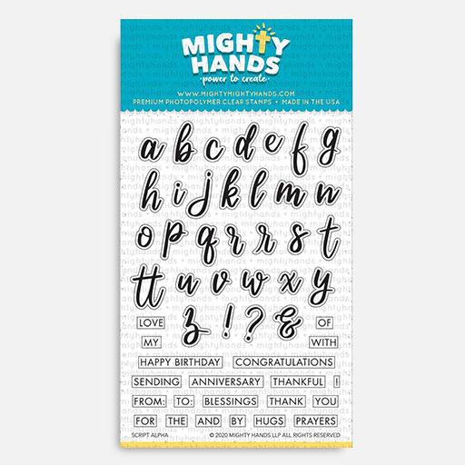 MIGHTY HANDS Clear Stamp 4” x 6” Script Alpha
