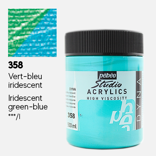 PEBEO Studio Acrylic Paint 500ml 358 Iridescent Green Blue