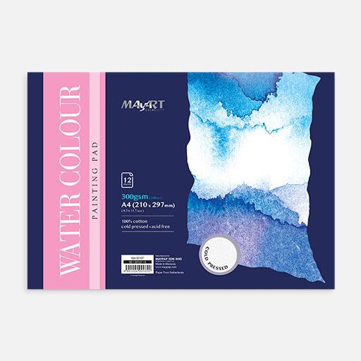 MAYART Watercolor Paper Pad 100% Cotton Cold Press 300gsm A4 x 12