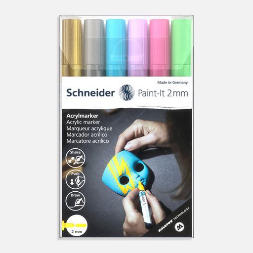 SCHNEIDER Paint-It Acrylic Marker 2mm Wallet Set 2 x 6