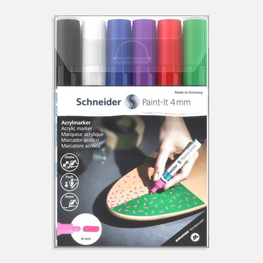 SCHNEIDER Paint-It Acrylic Marker 4mm Wallet Set 1 x 6