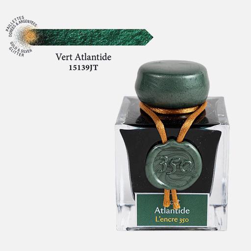 JACQUES HERBIN 350th Anniversary Shimmering Gold/Silver Glitter Ink 50ml Atlantis Green