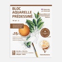 CLAIREFONTAINE Pre-Drawn Botanical Watercolor Paper Pad 300gsm 24cm x 30cm x 15