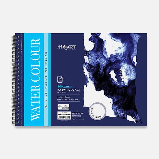 MAYART Watercolor Paper Spiral Pad Cold Press 300gsm A4 x 12