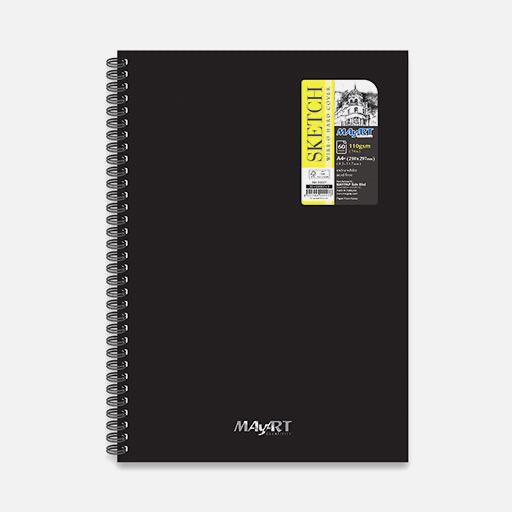 MAYART Sketch Paper Hard Cover Spiral Book 110gsm A5+ x 60