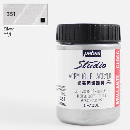 PEBEO Studio Gloss Acrylic 300ml Iridescent Silver