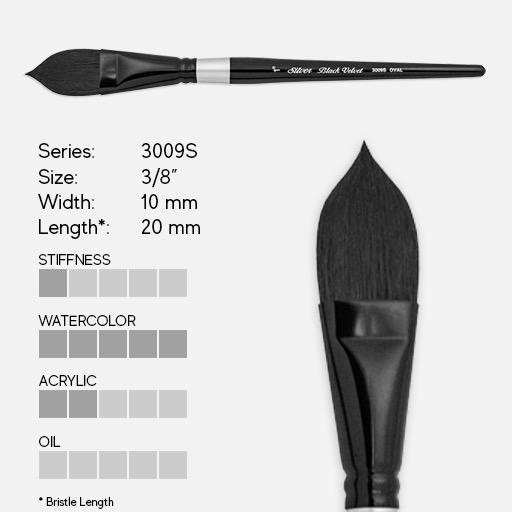 SILVER Black Velvet Oval Wash Brush 3/8”