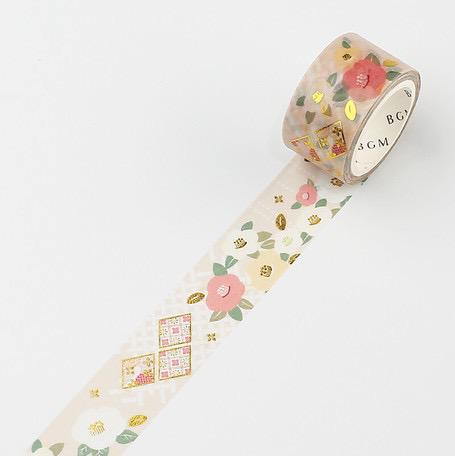 BGM Washi Tape 20mm Gold Camellia