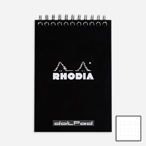 RHODIA Classic Dot Spiral Notepad 80gsm A6 x 80 Black