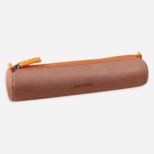 RHODIA Leather Round Pen Case Rosewood