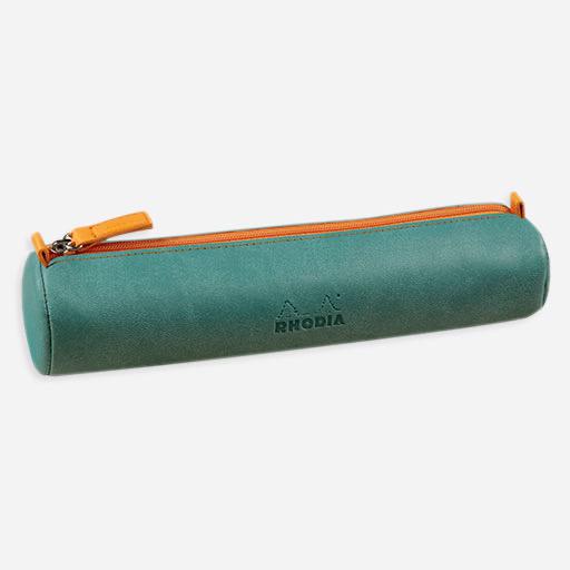 RHODIA Leather Round Pen Case Aqua