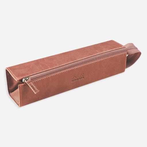 RHODIA Hard Leather Pen Case Rosewood