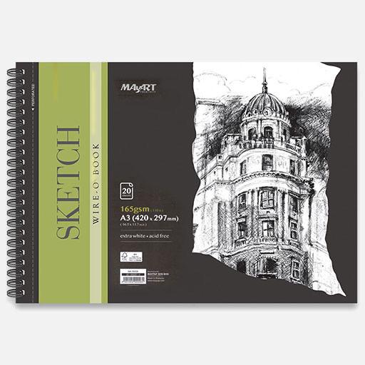 MAYART Sketch Paper Spiral Pad 165gsm A3 x 20