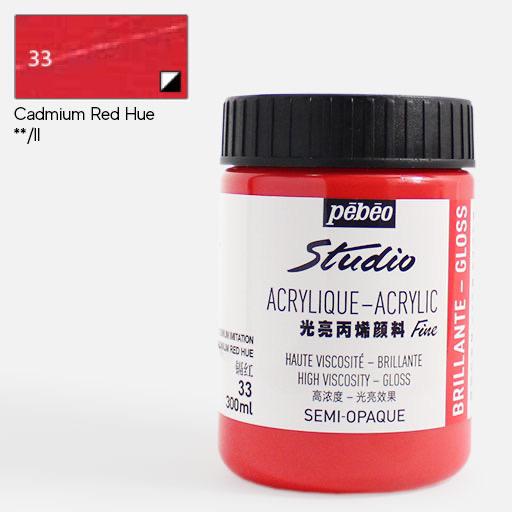 PEBEO Studio Gloss Acrylic 300ml Cadmium Red Hue