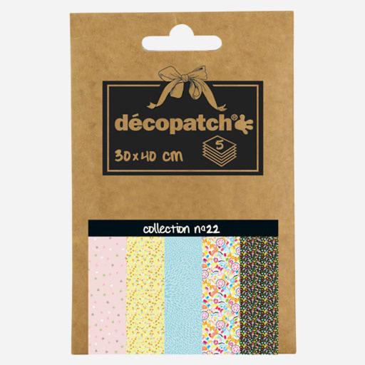 DECOPATCH Decoupage Paper 30cm x 40cm x 5 Collection 22