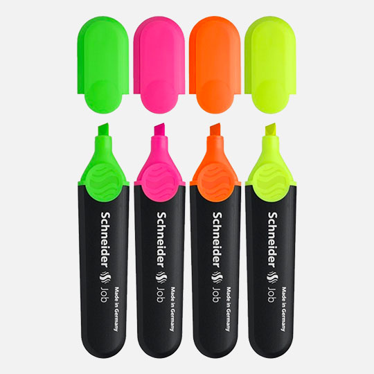 SCHNEIDER Job Fluorescent Highlighter Set x 4