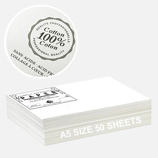 OVJ Hollandse 100% Cotton Watercolor Paper 300gsm Cold Press A5 x 50