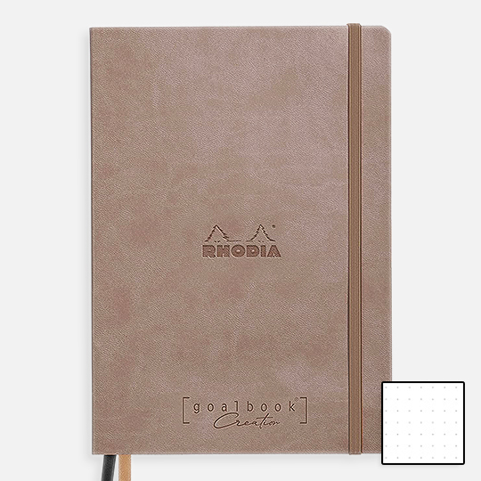 RHODIA Creation Black Paper Dot Goal Book 120gsm A5 x 80 Taupe