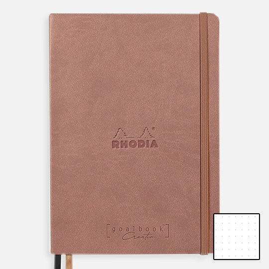 RHODIA Creation Black Paper Dot Goal Book 120gsm A5 x 80 Rosewood