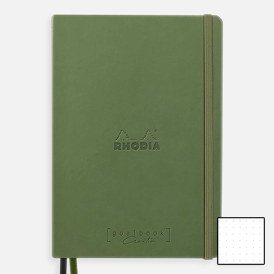 RHODIA Creation Black Paper Dot Goal Book 120gsm A5 x 80 Sage