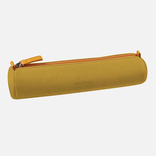 RHODIA Leather Round Pen Case Gold
