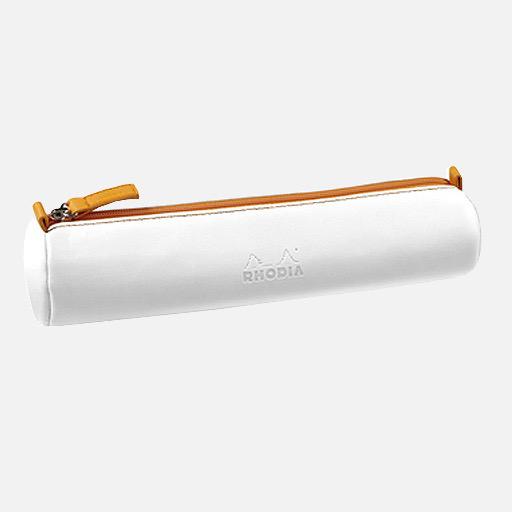 RHODIA Leather Round Pen Case White