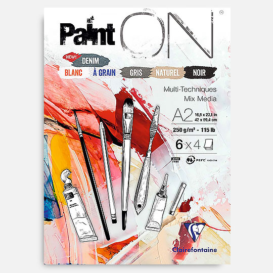CLAIREFONTAINE Paint On Mix 6 Media Paper Pad 250gsm A2 x 24