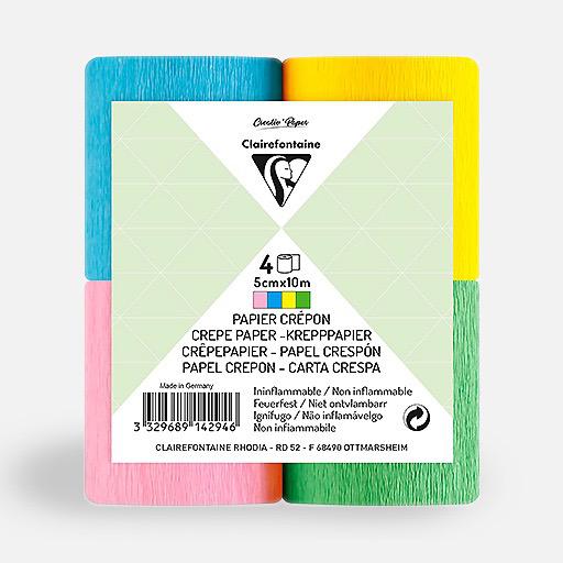 CLAIREFONTAINE Fireproofed Crepe Paper Roll 32gsm 5cm x 10m Spring Set x 4